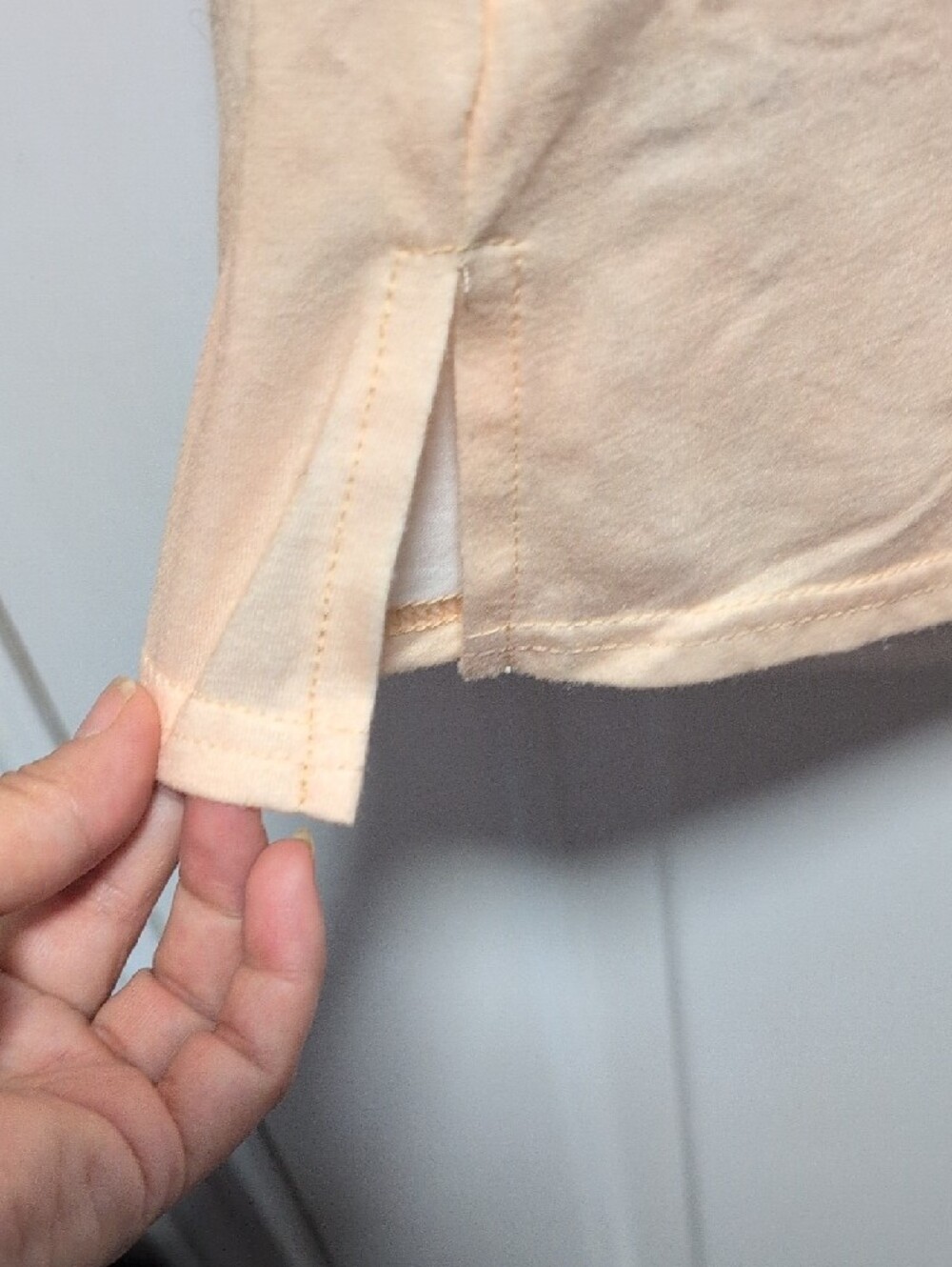 Pastel Blue to Peach Ombre Long Sleeve Crew Neck Shirt - Picture 4 of 5